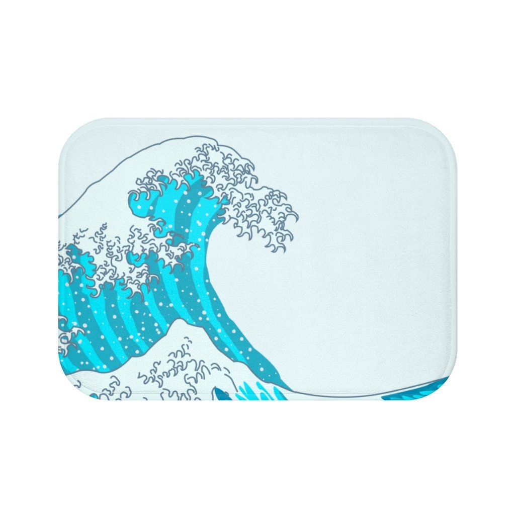 Waves Bath Mat – 24"x17" Soft Microfiber Rug with Anti - Slip Backing - Shoprova