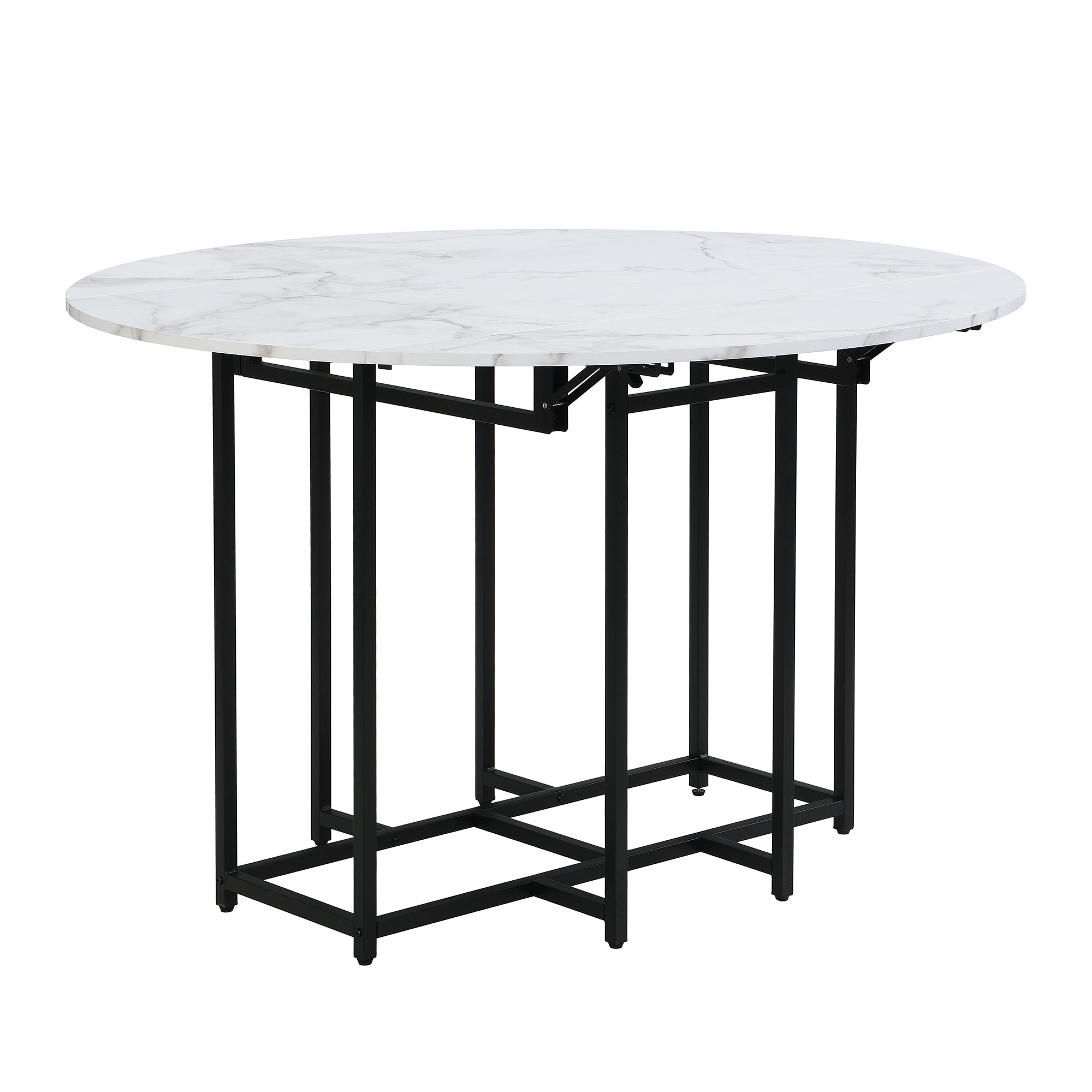 5 - Piece Space - Saving Dining Set – Round Extendable Table with 4 Chairs - Shoprova