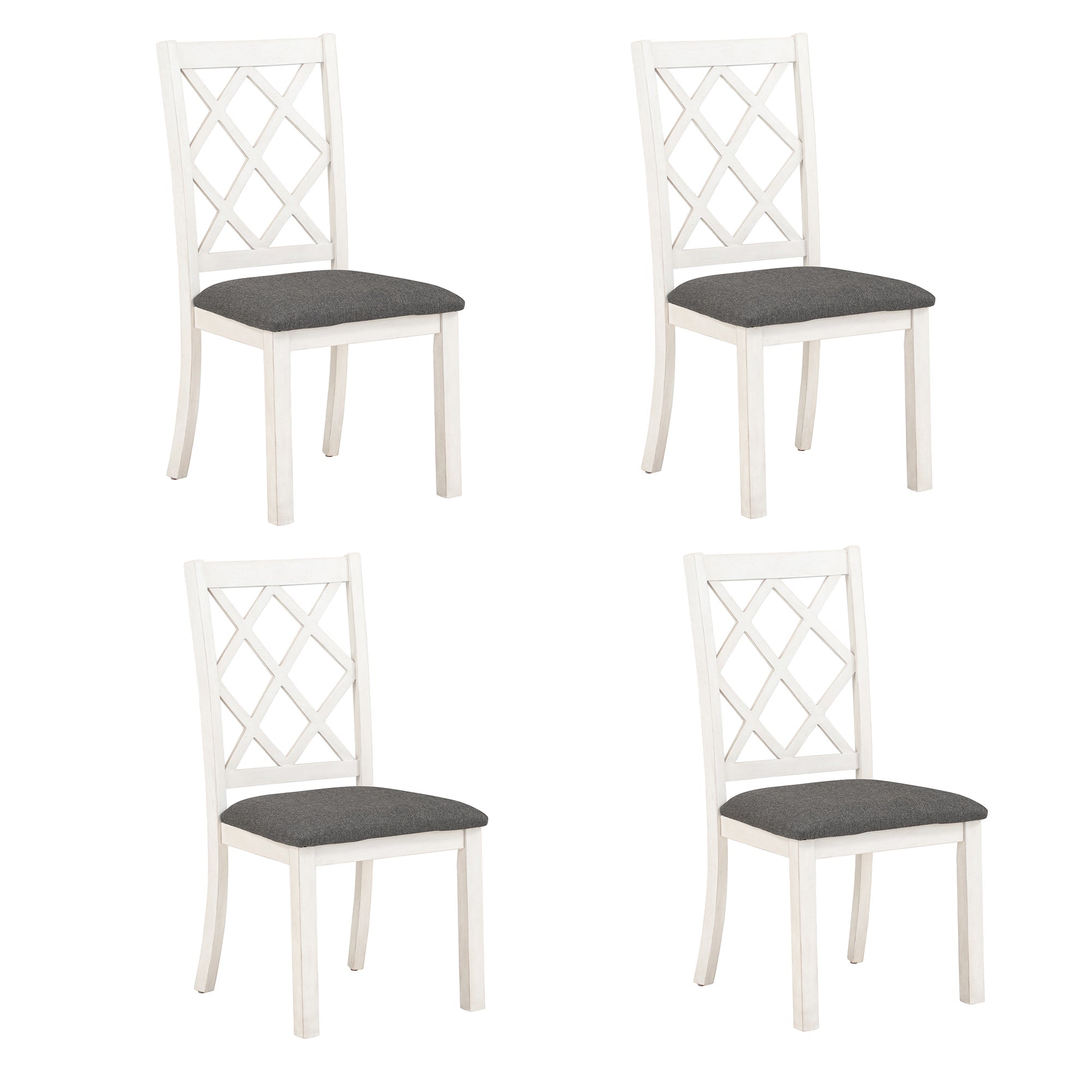 5 - Piece Mid - Century Dining Set – Round Solid Wood Table with 4 Chairs - Shoprova