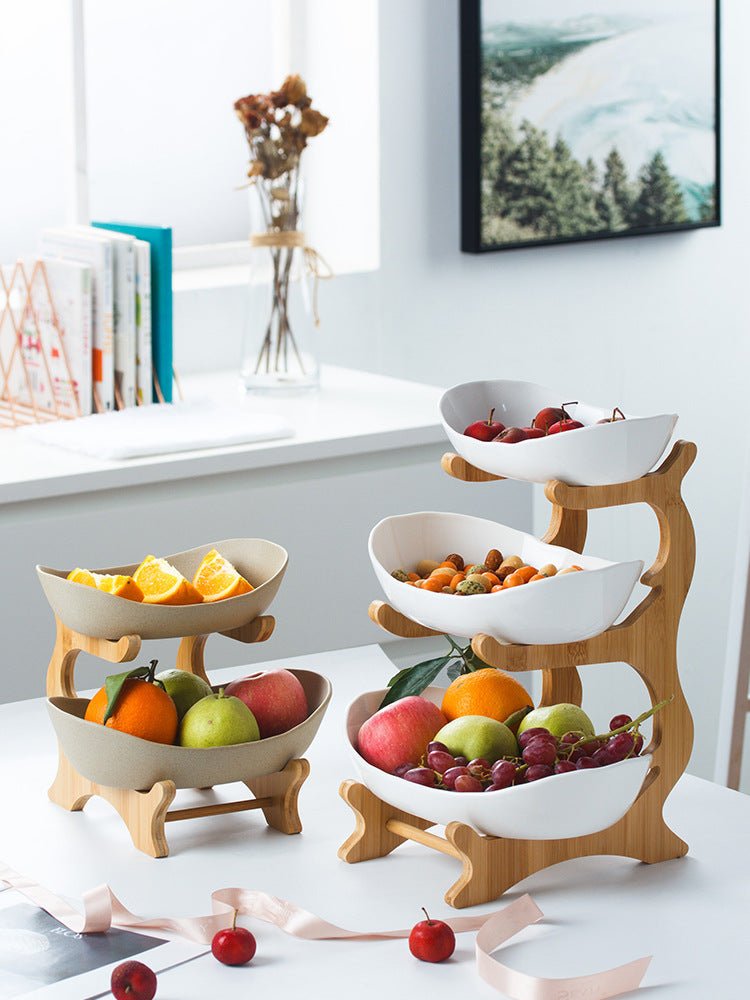Nordic 3 - Tier Ceramic Fruit Tray – Porcelain Candy & Snack Stand - Shoprova