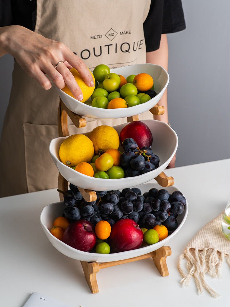 Nordic 3 - Tier Ceramic Fruit Tray – Porcelain Candy & Snack Stand - Shoprova