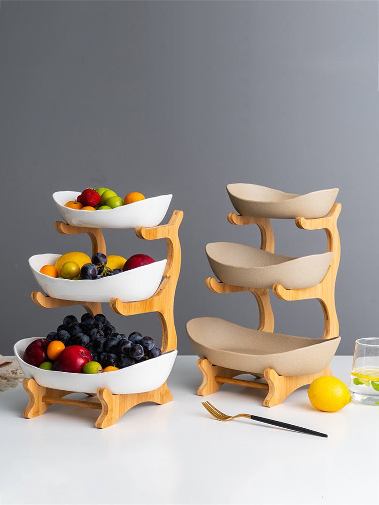 Nordic 3 - Tier Ceramic Fruit Tray – Porcelain Candy & Snack Stand - Shoprova