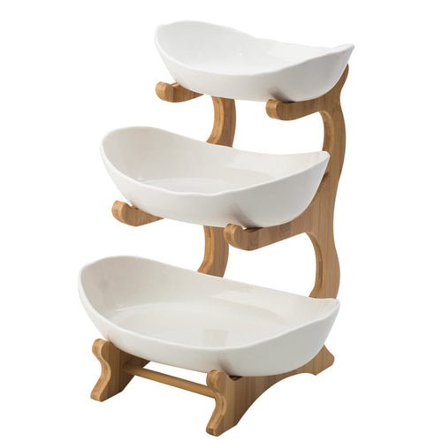 Nordic 3 - Tier Ceramic Fruit Tray – Porcelain Candy & Snack Stand - Shoprova