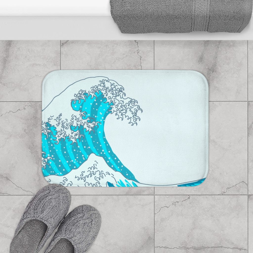 Waves Bath Mat – 24"x17" Soft Microfiber Rug with Anti - Slip Backing - Shoprova