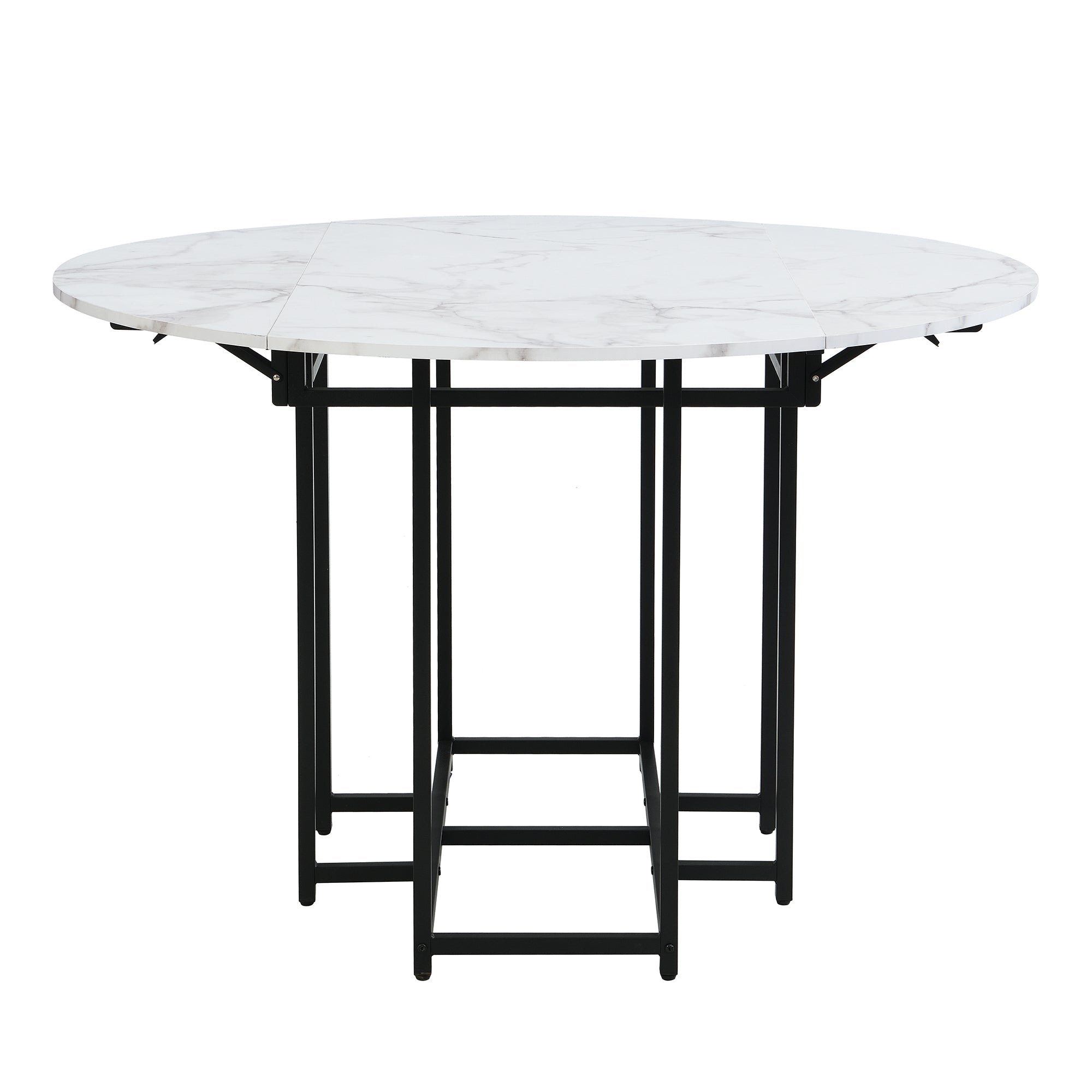 5 - Piece Space - Saving Dining Set – Round Extendable Table with 4 Chairs - Shoprova