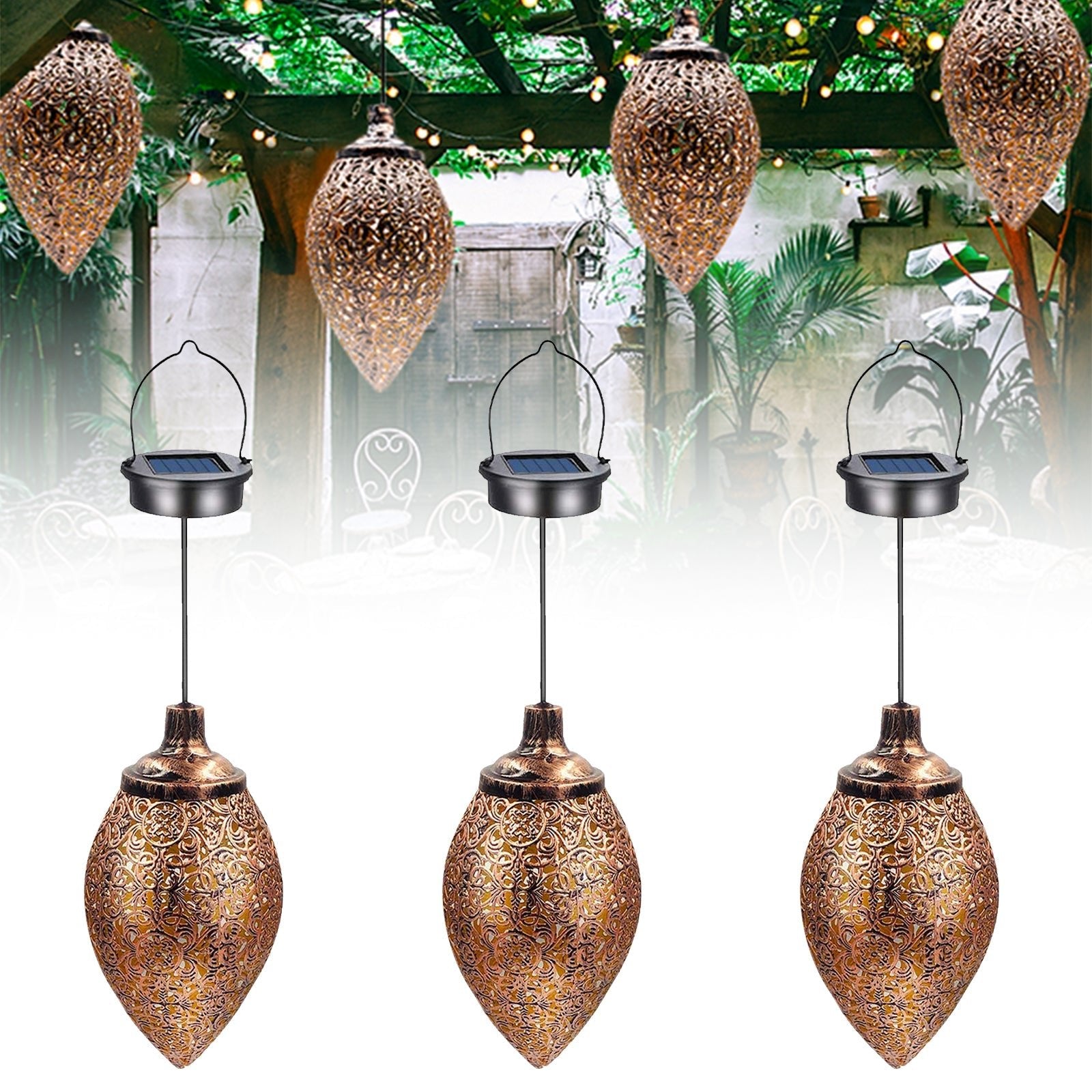 Solar Hanging LED Lantern Garland – Waterproof Outdoor Fairy Light - Shoprova