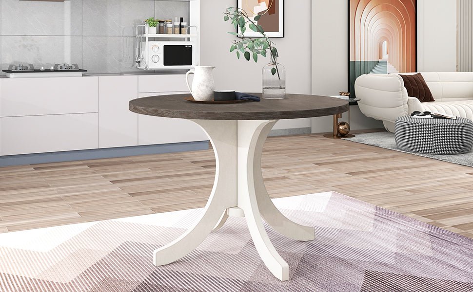 5 - Piece Mid - Century Dining Set – Round Solid Wood Table with 4 Chairs - Shoprova