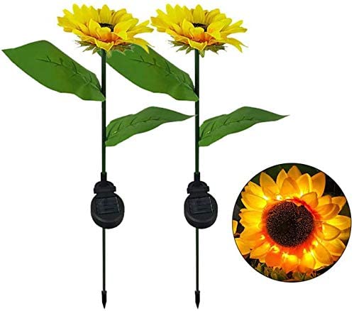 Solar Sunflower Garden Lights – 2 Pack Outdoor Waterproof Lamps (Yellow) - Shoprova