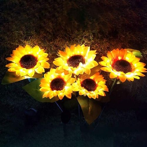 Solar Sunflower Garden Lights – 2 Pack Outdoor Waterproof Lamps (Yellow) - Shoprova