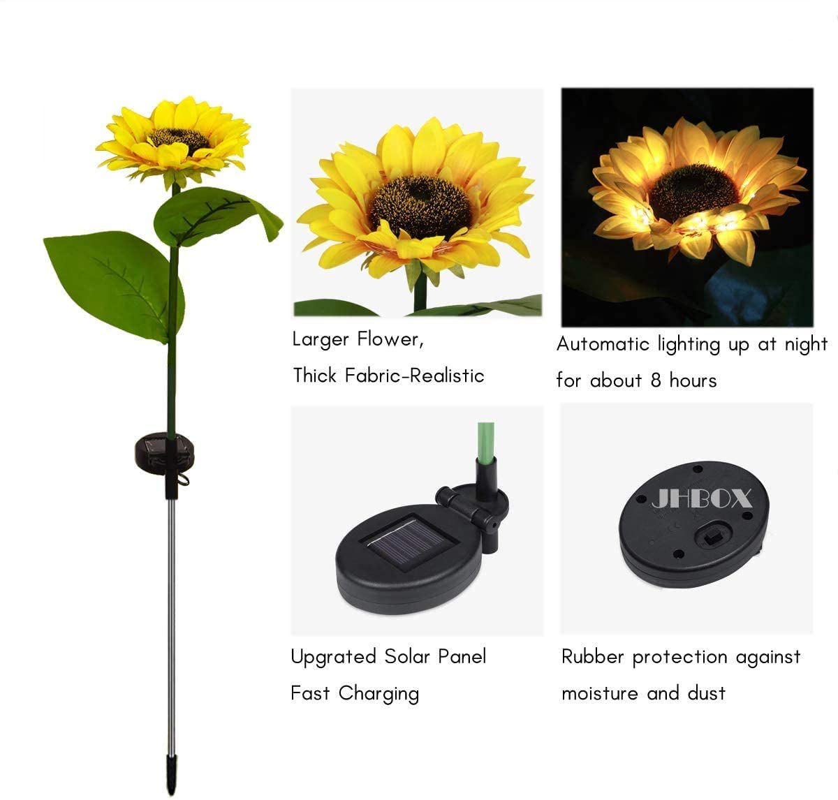 Solar Sunflower Garden Lights – 2 Pack Outdoor Waterproof Lamps (Yellow) - Shoprova