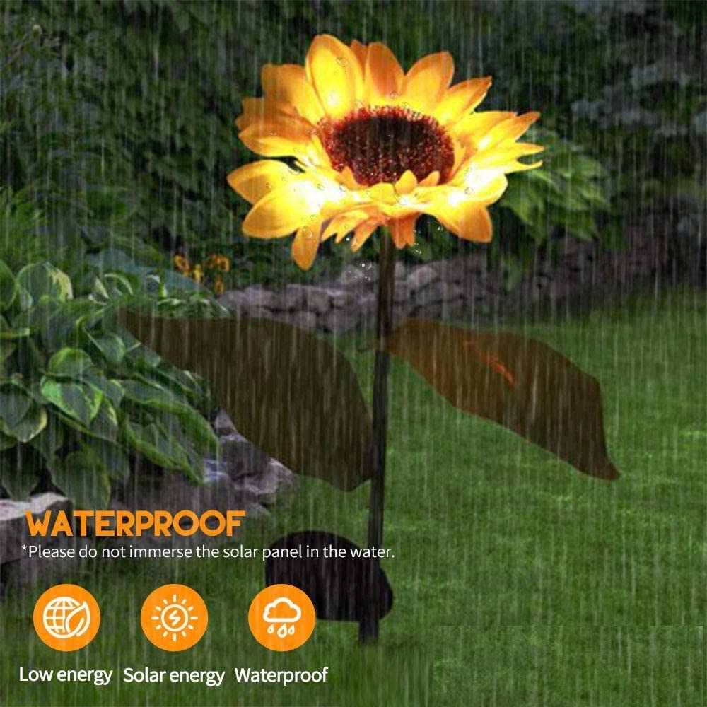 Solar Sunflower Garden Lights – 2 Pack Outdoor Waterproof Lamps (Yellow) - Shoprova