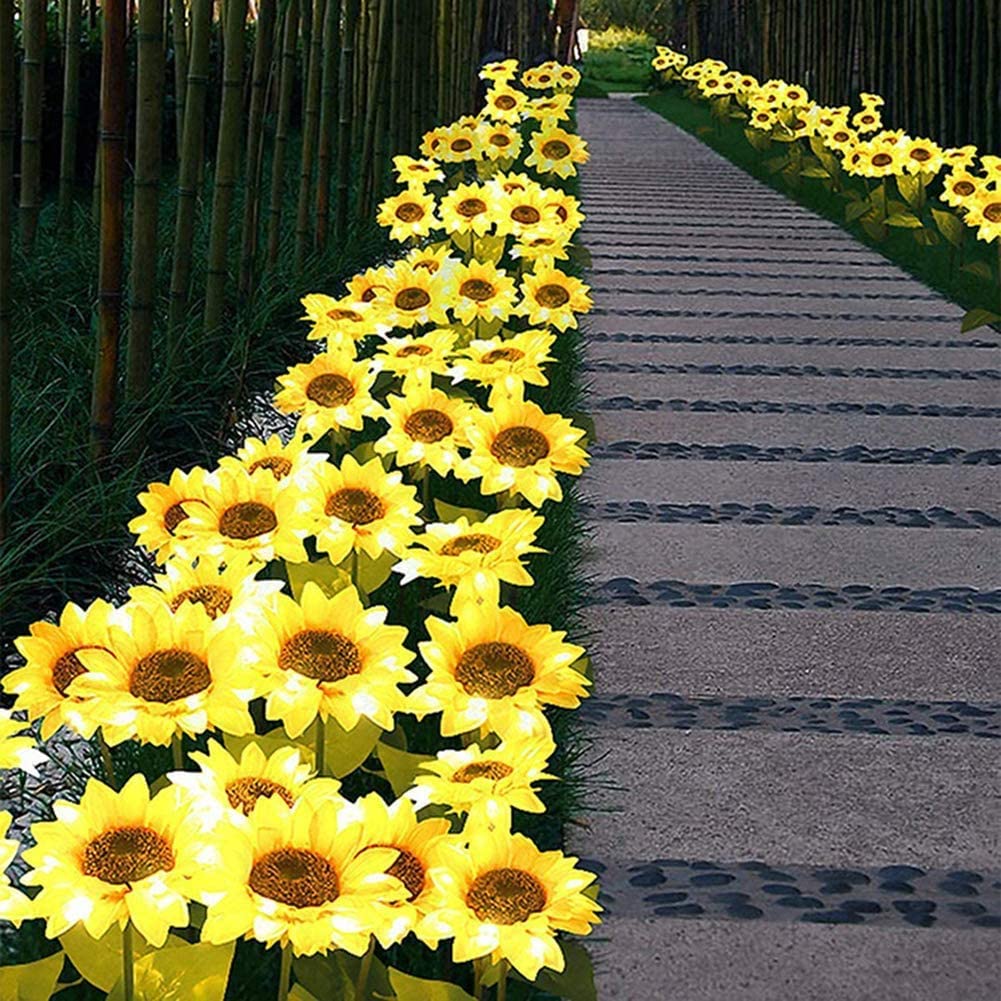 Solar Sunflower Garden Lights – 2 Pack Outdoor Waterproof Lamps (Yellow) - Shoprova