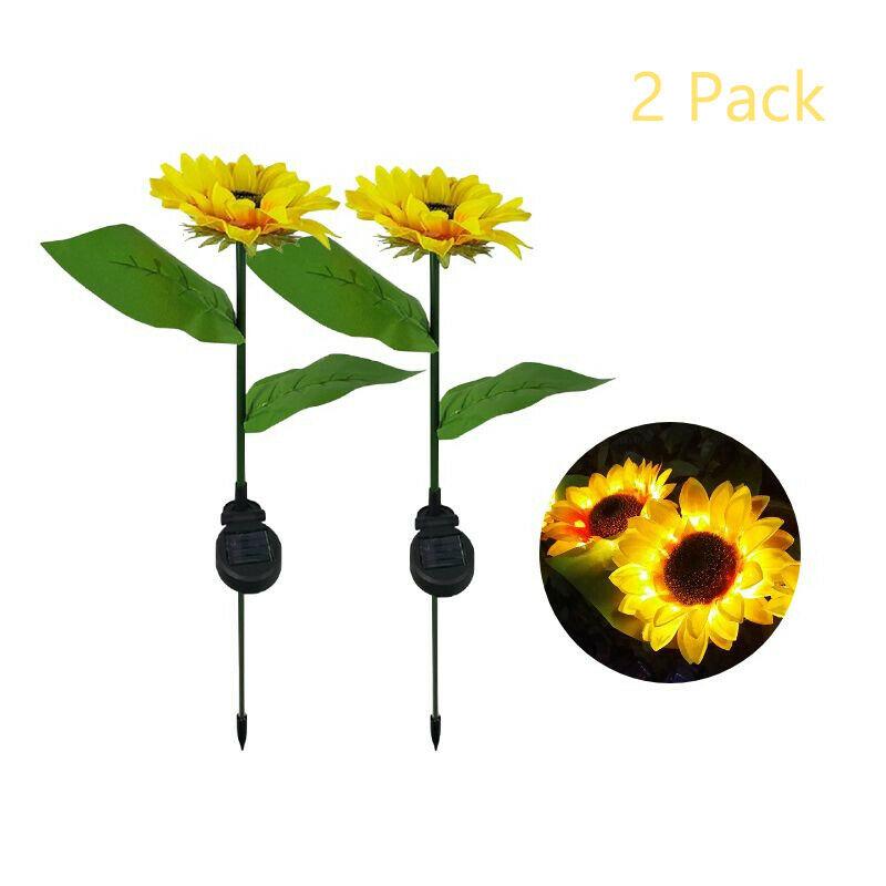 Solar Sunflower Garden Lights – 2 Pack Outdoor Waterproof Lamps (Yellow) - Shoprova