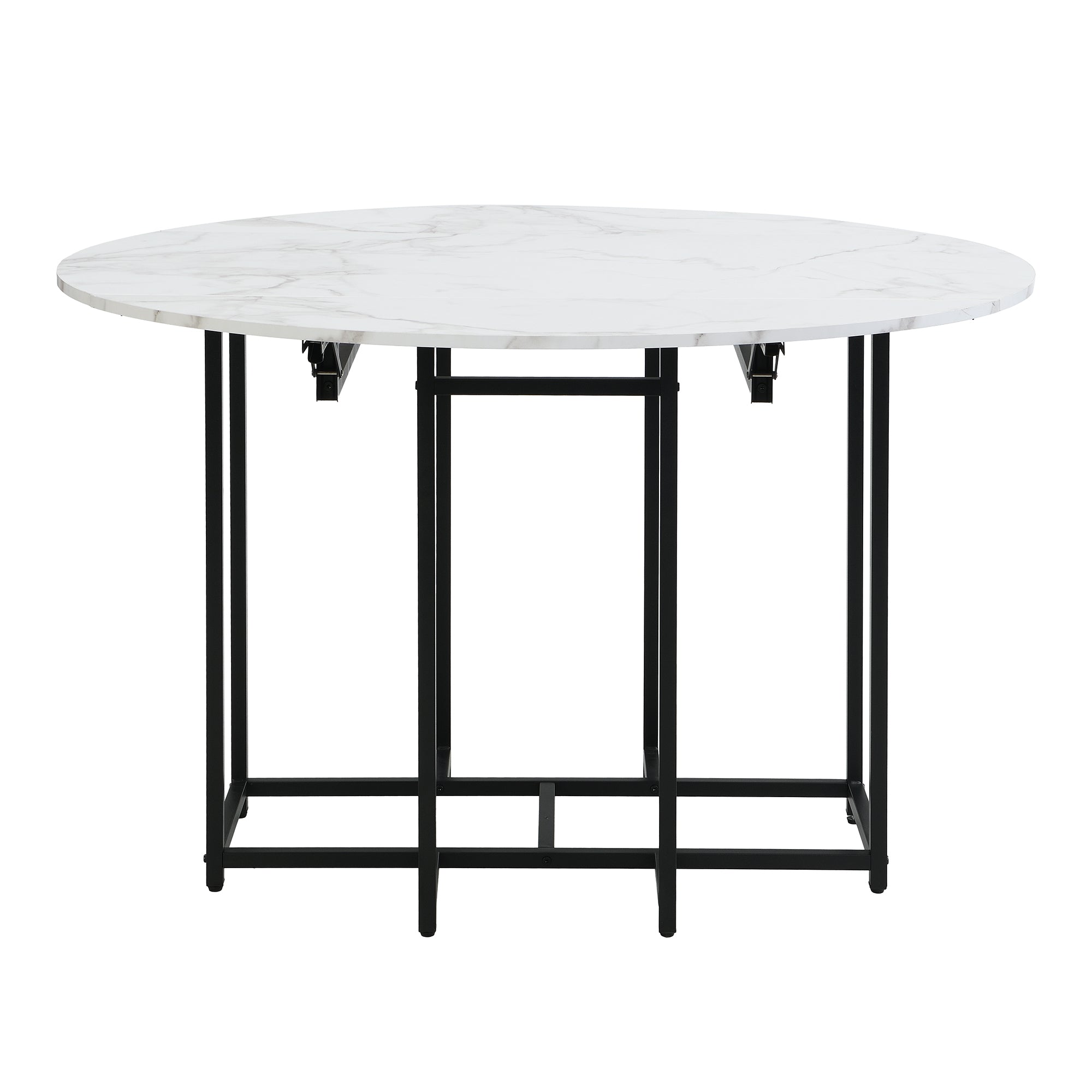 5 - Piece Space - Saving Dining Set – Round Extendable Table with 4 Chairs - Shoprova