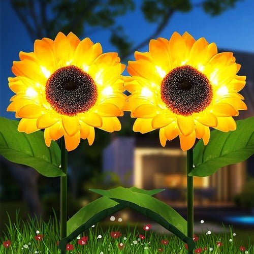 Solar Sunflower Garden Lights – 2 Pack Outdoor Waterproof Lamps (Yellow) - Shoprova