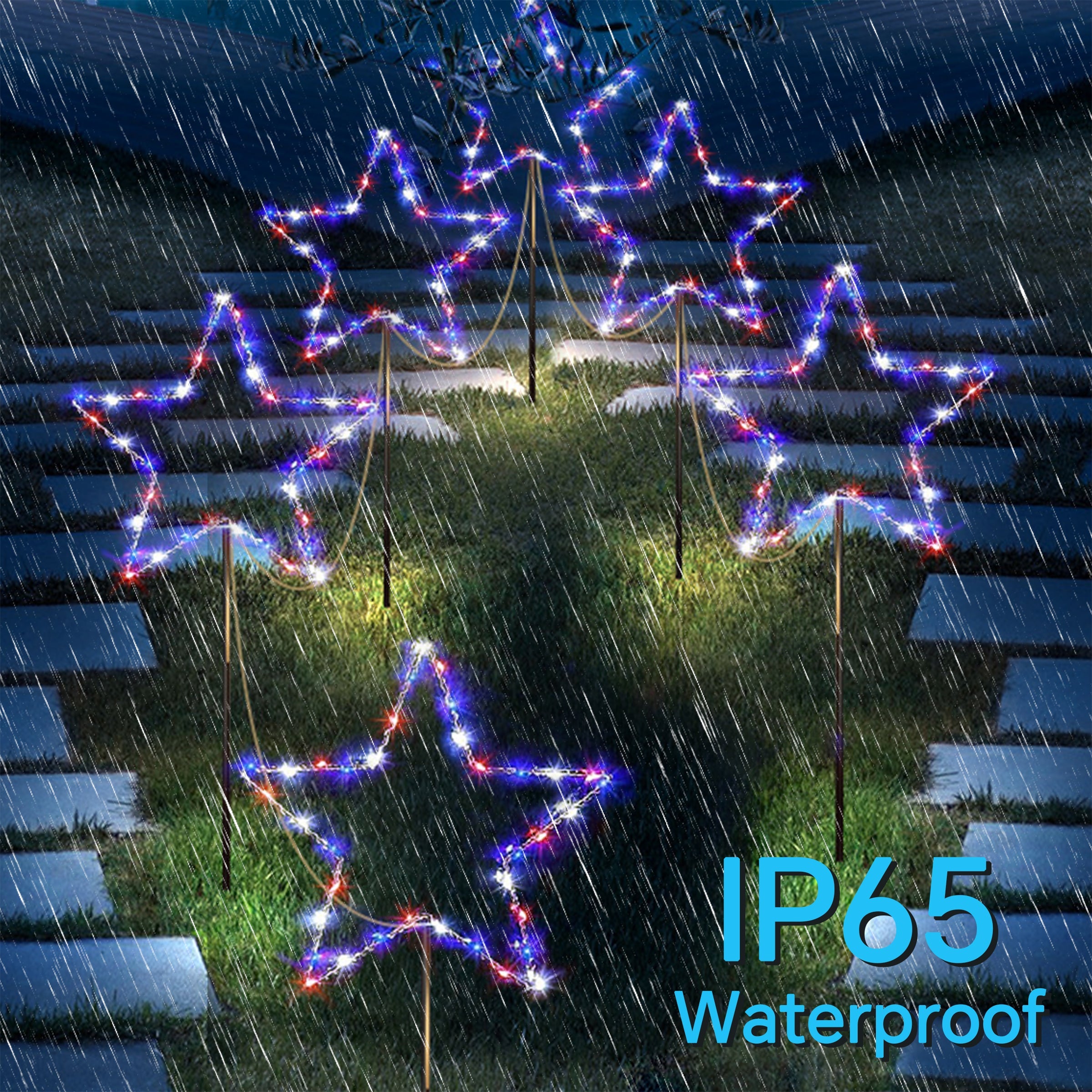6 - in - 1 Solar Patriotic Star Channel Lights – LED Lawn Stakes - Shoprova