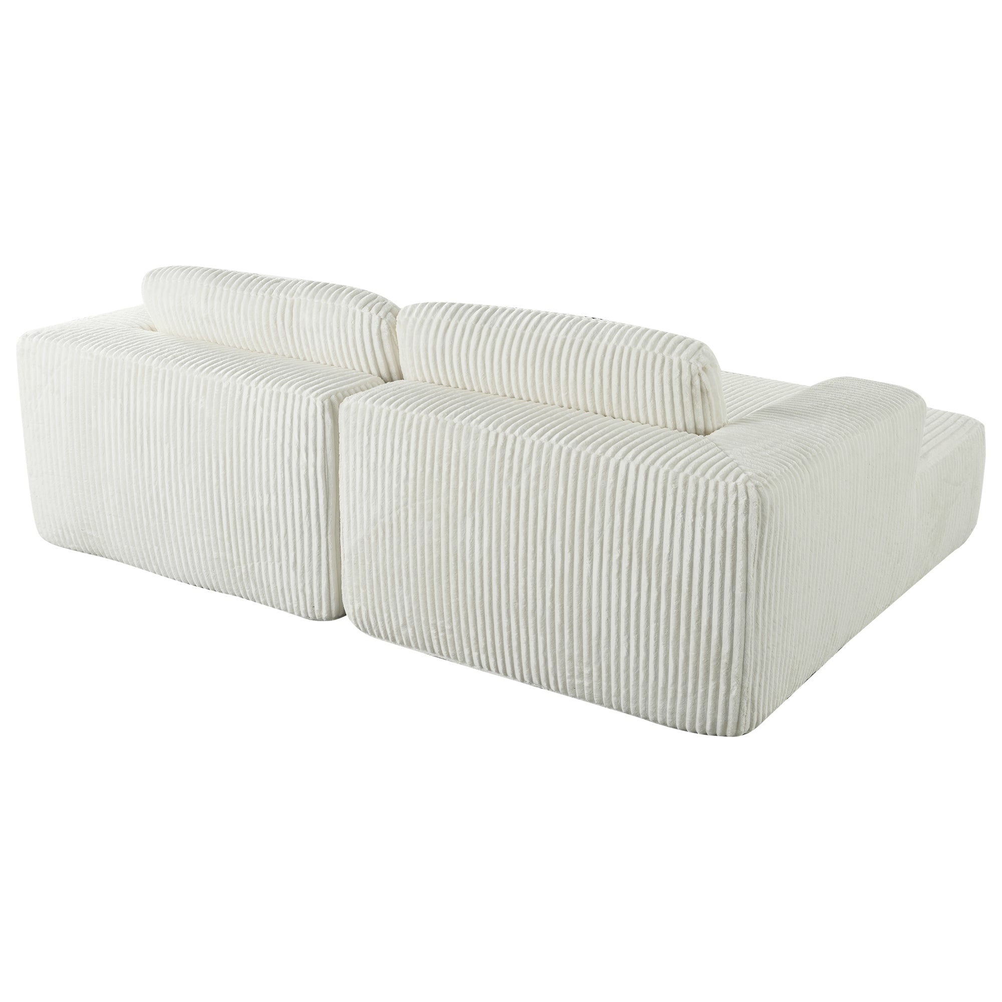 Convertible Corduroy 2‑Seater Sofa Bed with Split Lounger Design - Shoprova