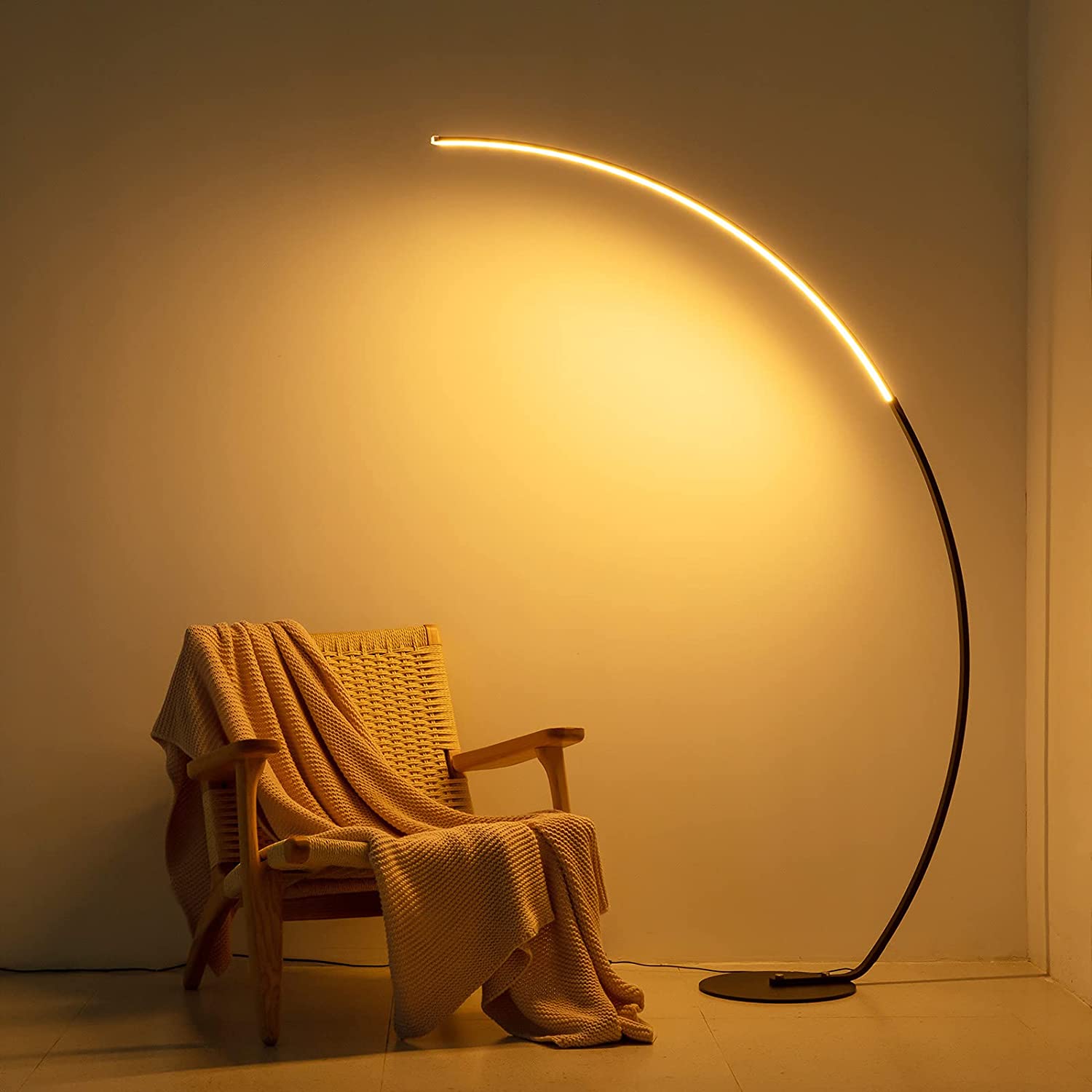 Modern Curve Dimmable LED Corner Floor Lamp with Remote - Shoprova