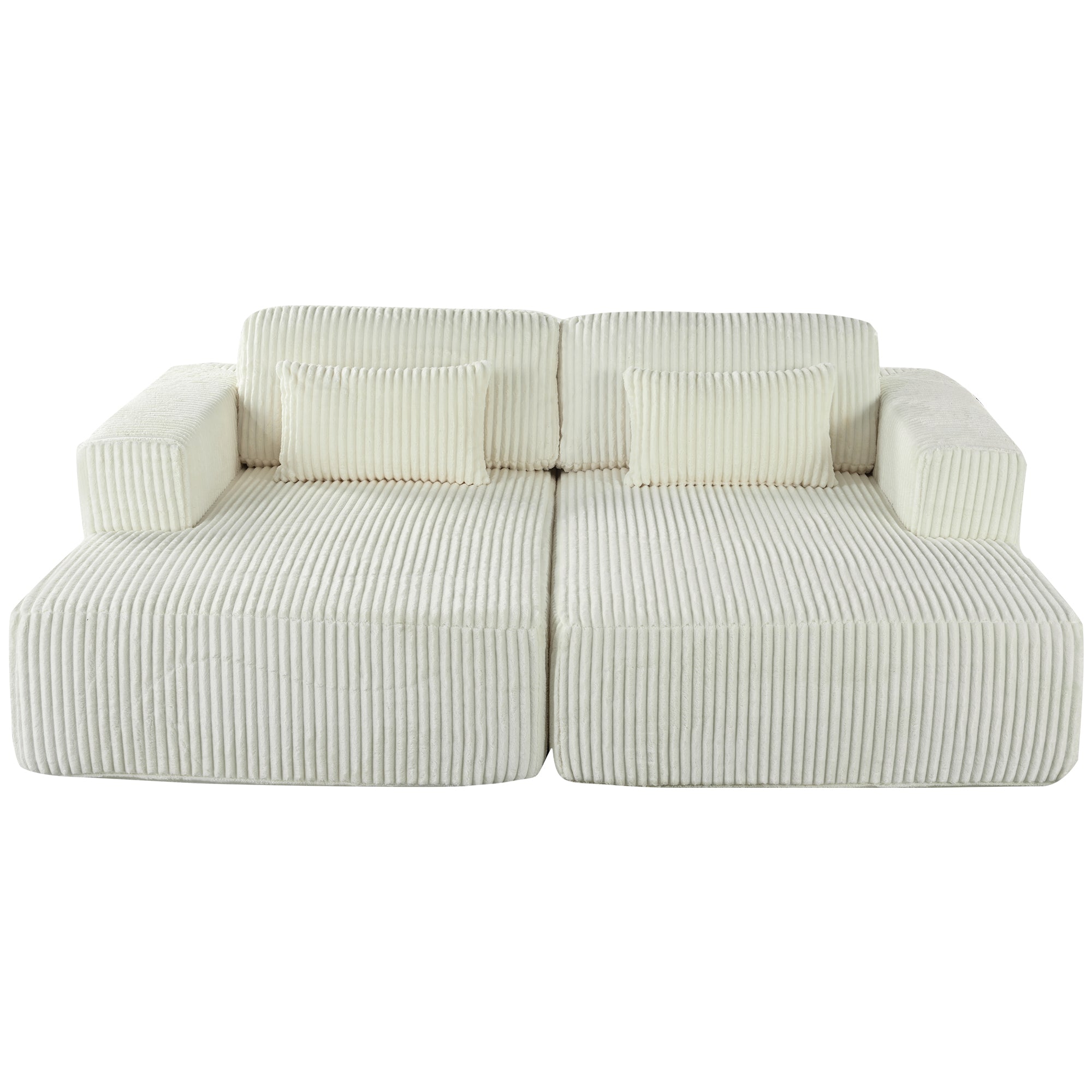 Convertible Corduroy 2‑Seater Sofa Bed with Split Lounger Design - Shoprova