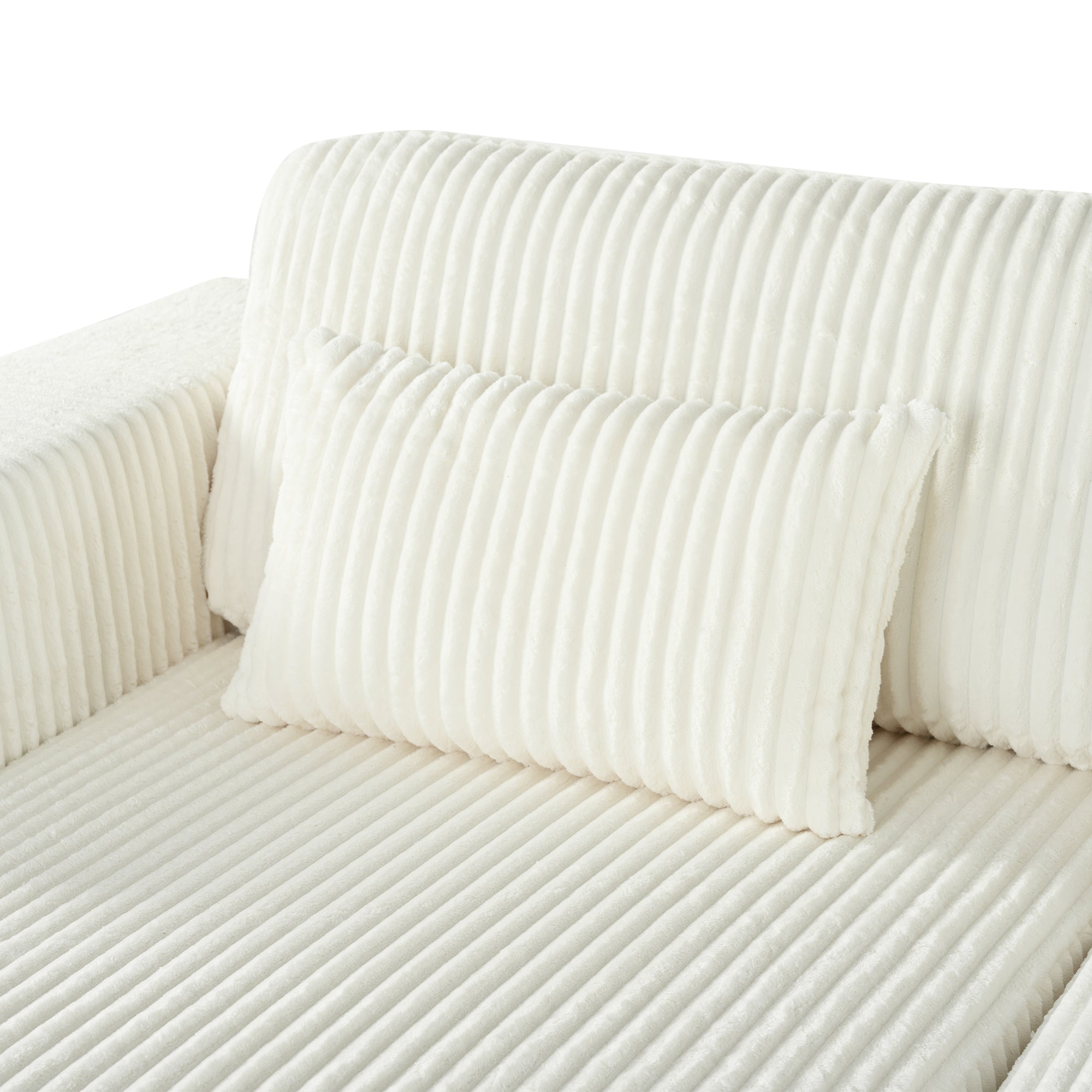 Convertible Corduroy 2‑Seater Sofa Bed with Split Lounger Design - Shoprova