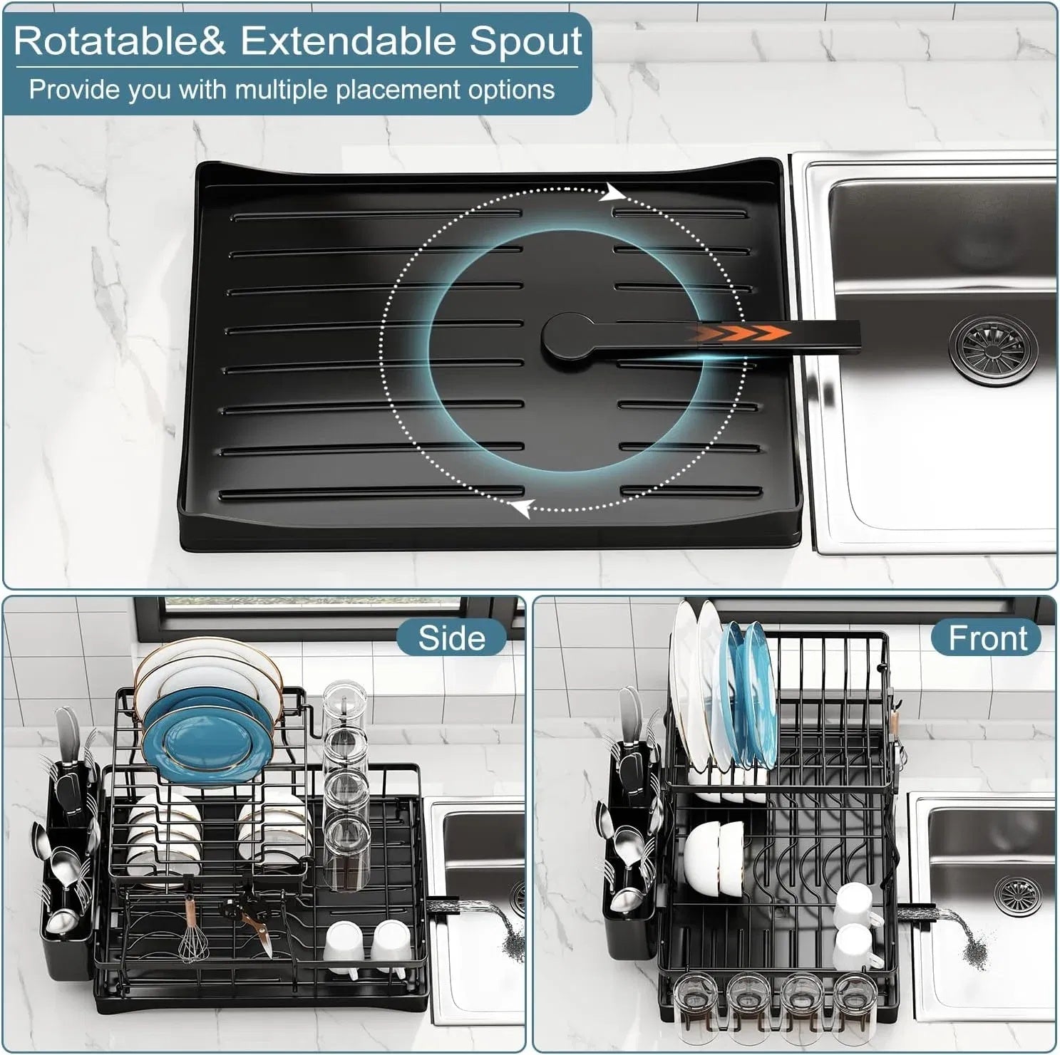 2 - Tier Stainless Steel Dish Drying Rack with Drainboard - Shoprova