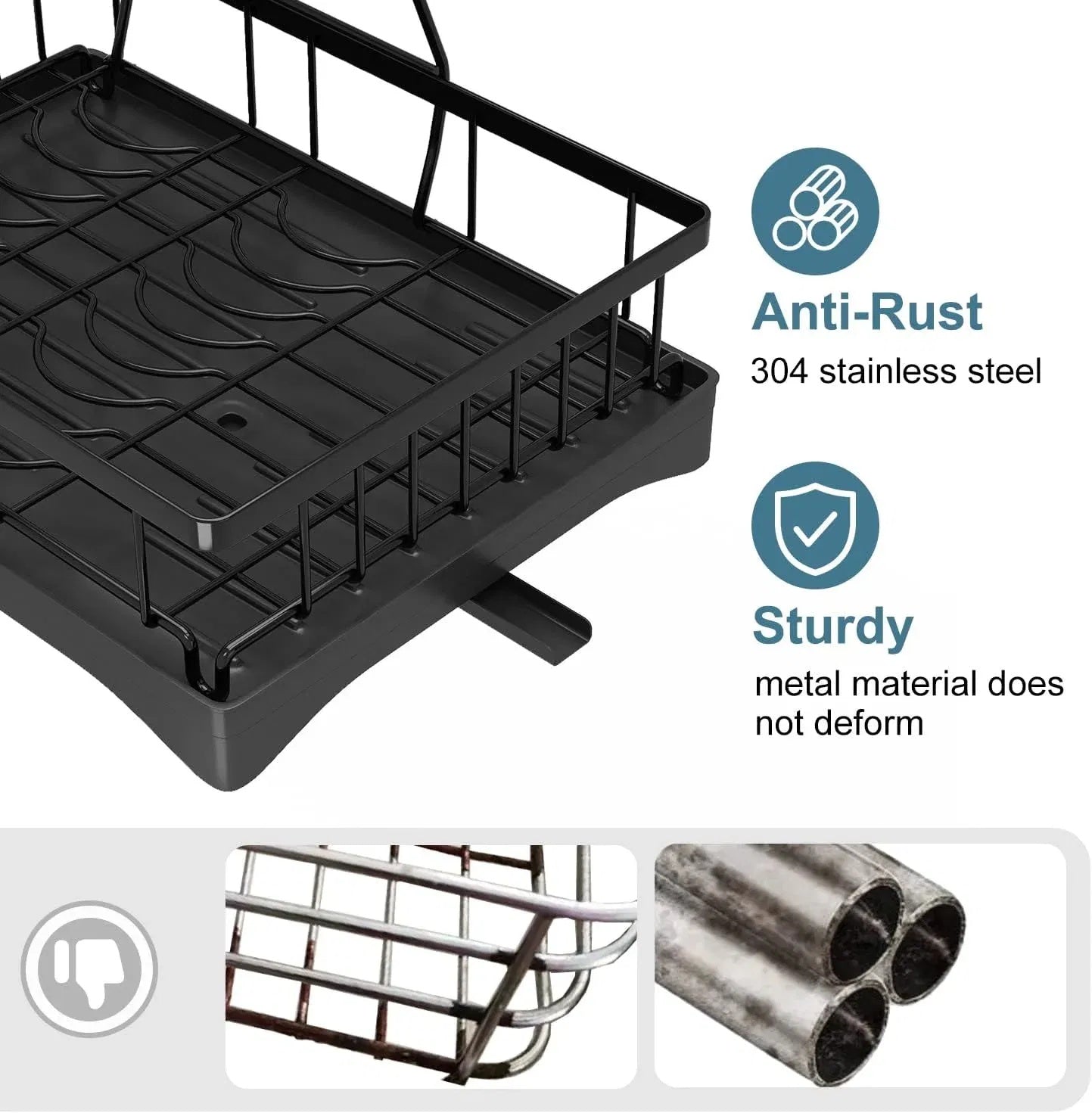 2 - Tier Stainless Steel Dish Drying Rack with Drainboard - Shoprova