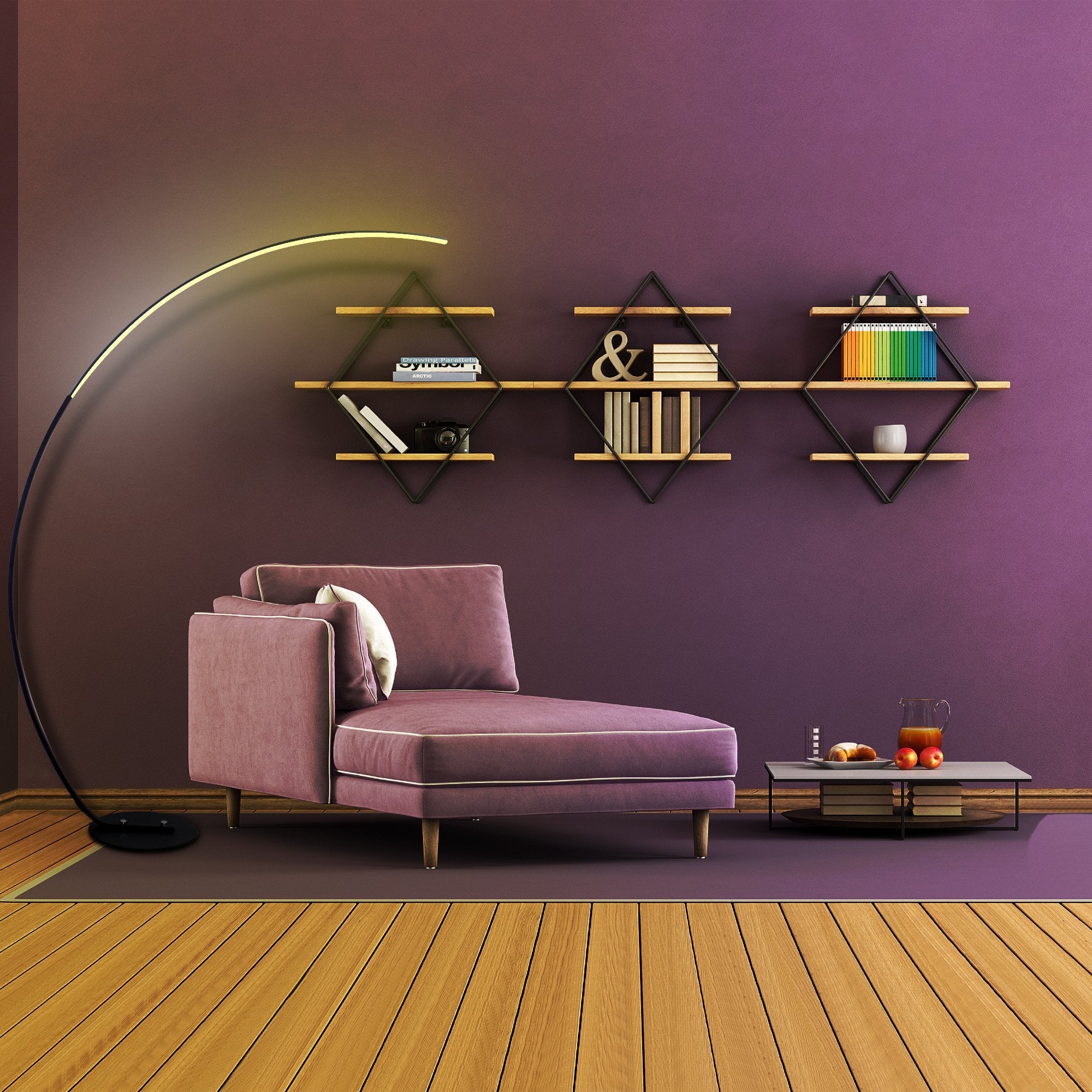 Modern Curve Dimmable LED Corner Floor Lamp with Remote - Shoprova