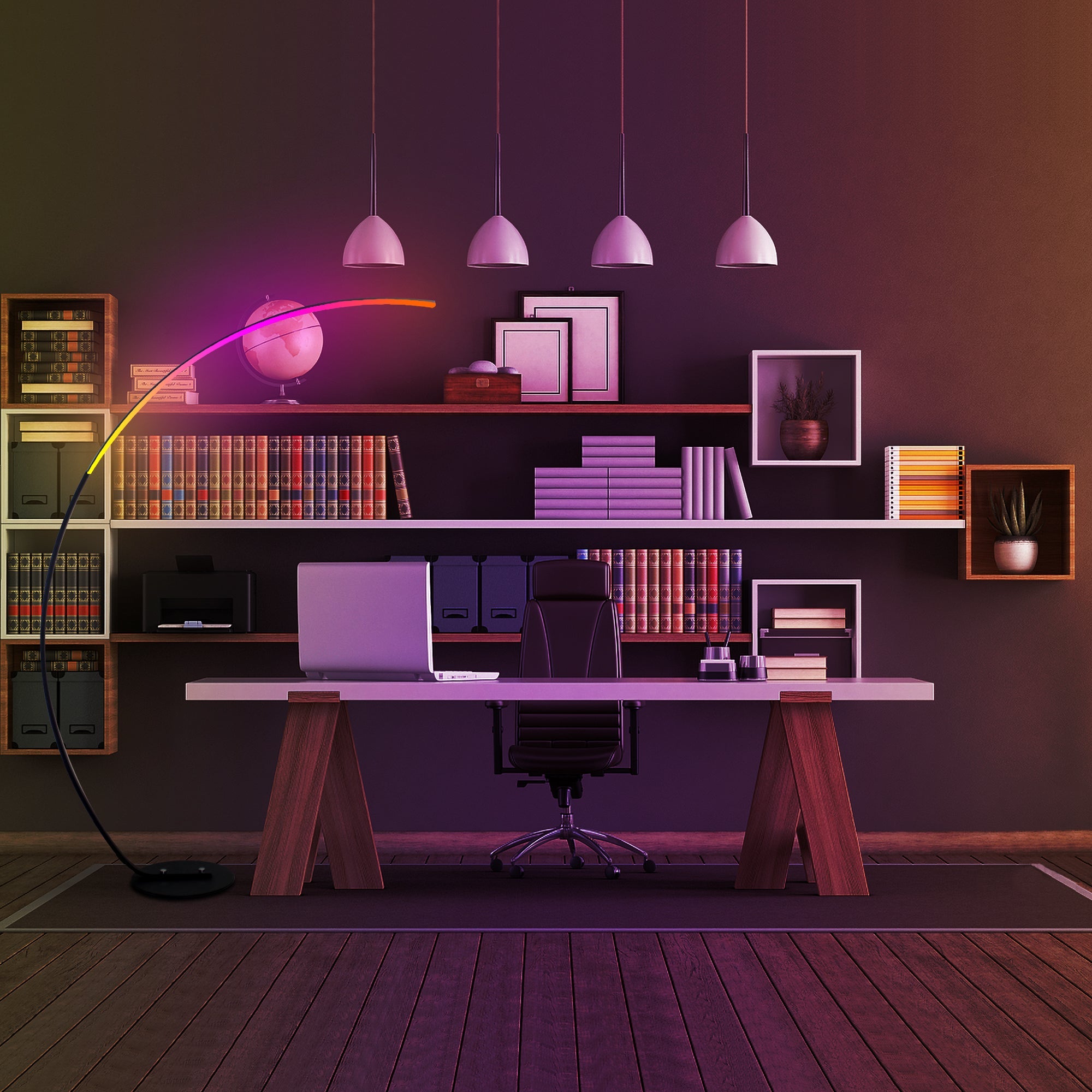 Modern Curve Dimmable LED Corner Floor Lamp with Remote - Shoprova