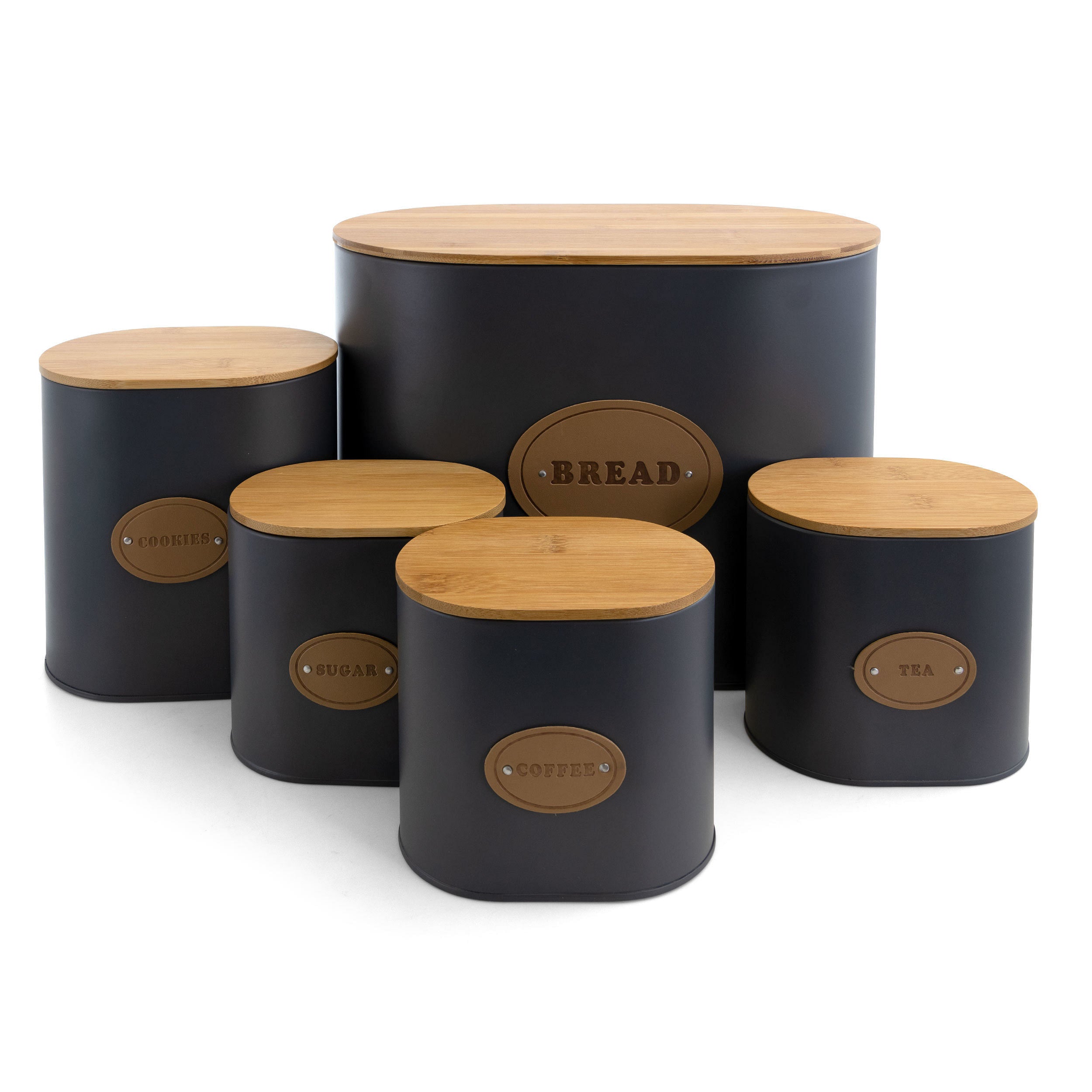 5 - Piece Kitchen Canister Set with Bamboo Lids - Shoprova