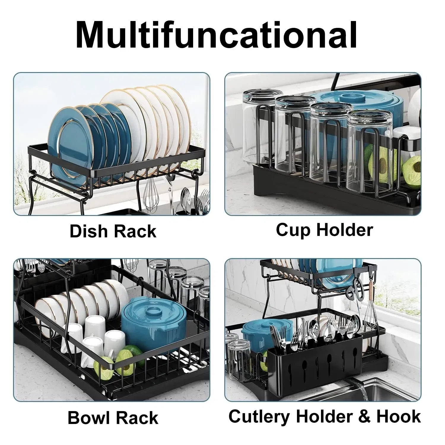 2 - Tier Stainless Steel Dish Drying Rack with Drainboard - Shoprova