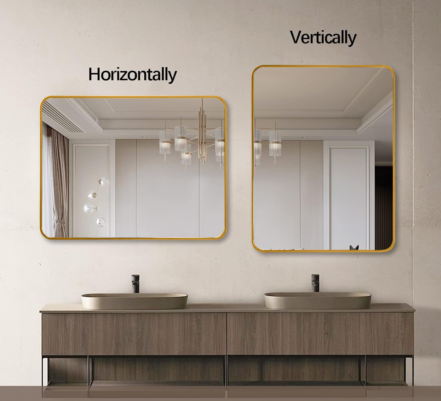 Gold Metal Framed Rectangular Wall Mirror – 22"x30" Bathroom Vanity Mirror - Shoprova