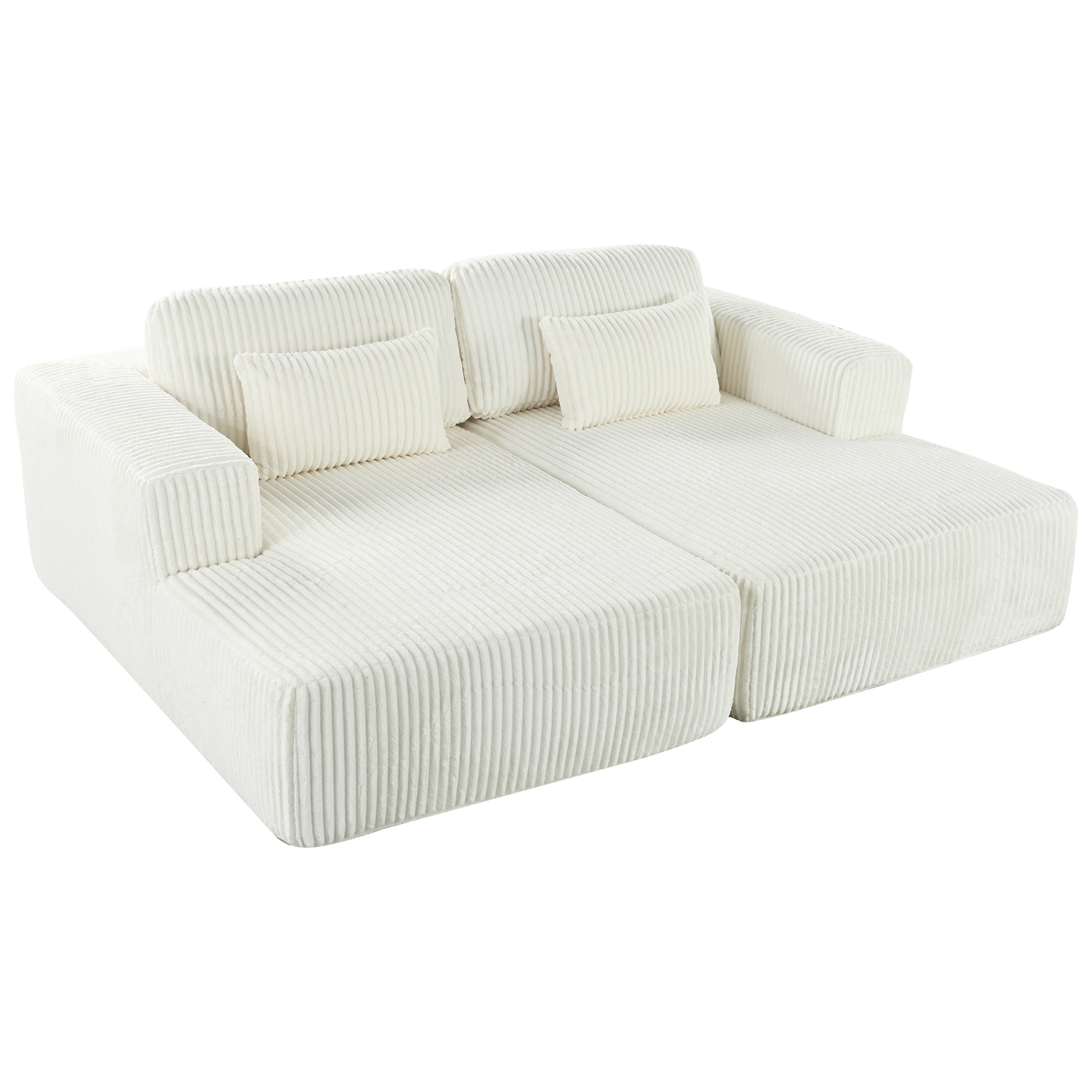 Convertible Corduroy 2‑Seater Sofa Bed with Split Lounger Design - Shoprova
