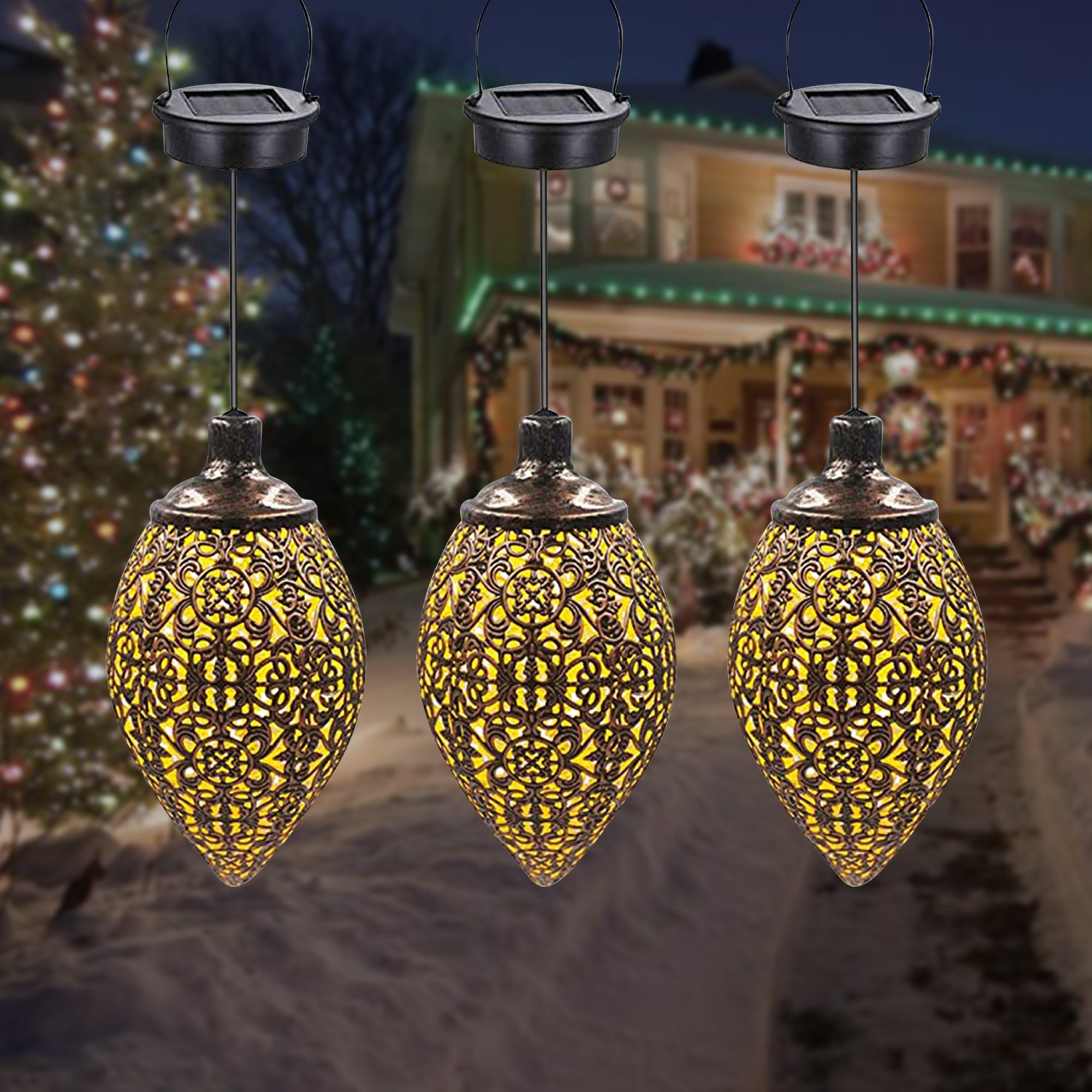 Solar Hanging LED Lantern Garland – Waterproof Outdoor Fairy Light - Shoprova