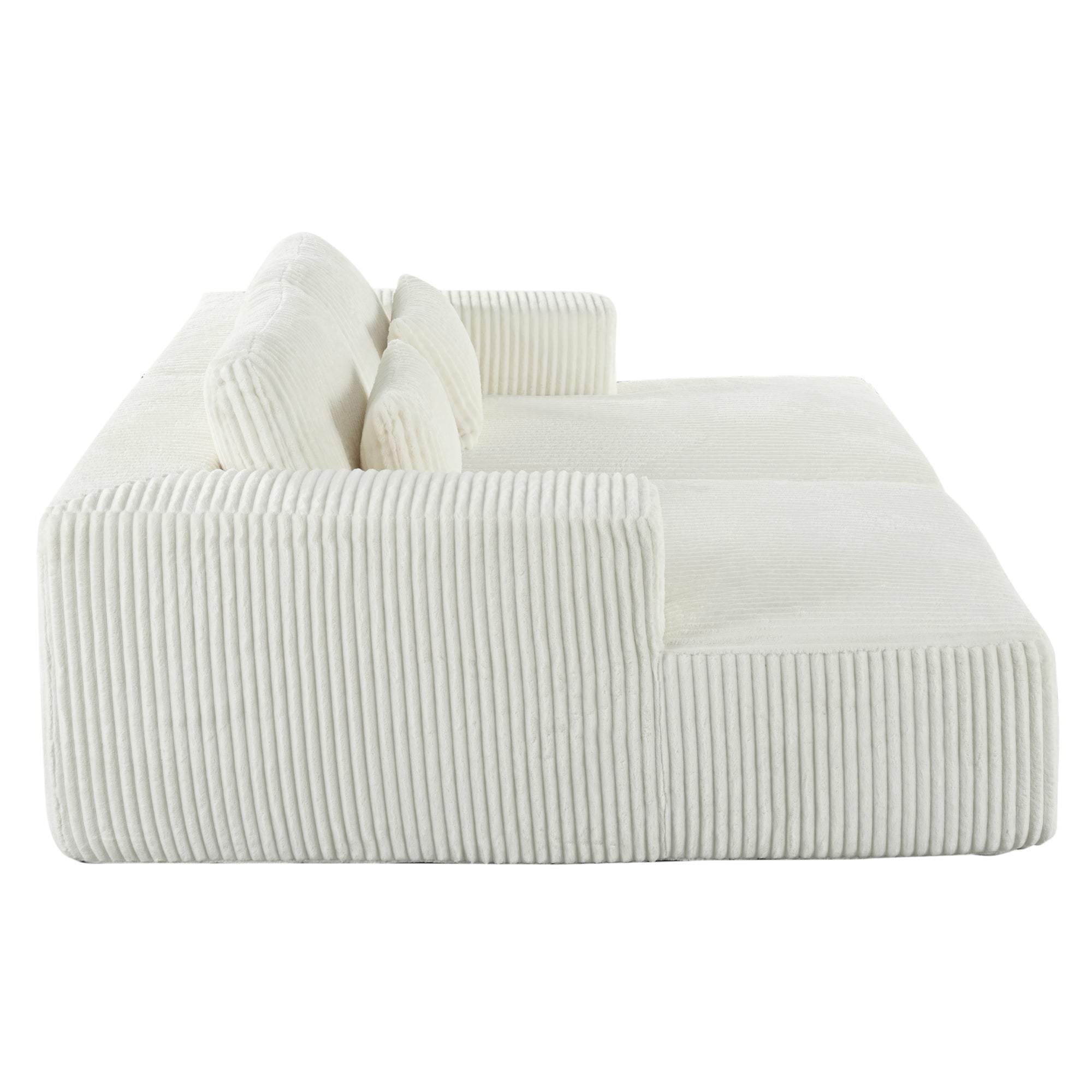 Convertible Corduroy 2‑Seater Sofa Bed with Split Lounger Design - Shoprova