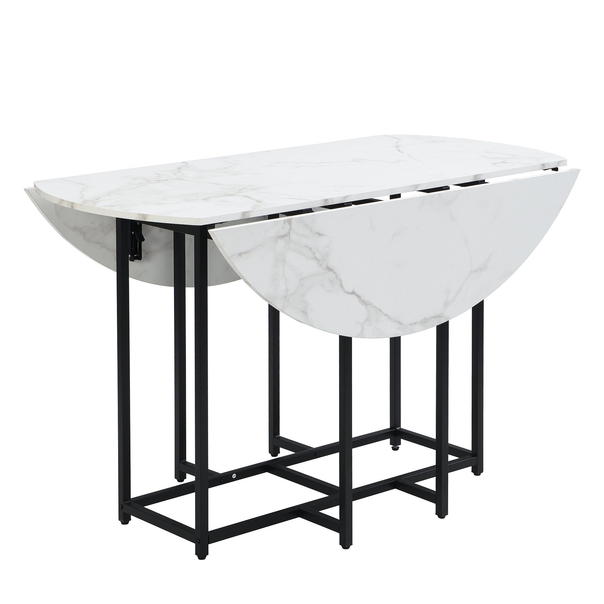 5 - Piece Space - Saving Dining Set – Round Extendable Table with 4 Chairs - Shoprova