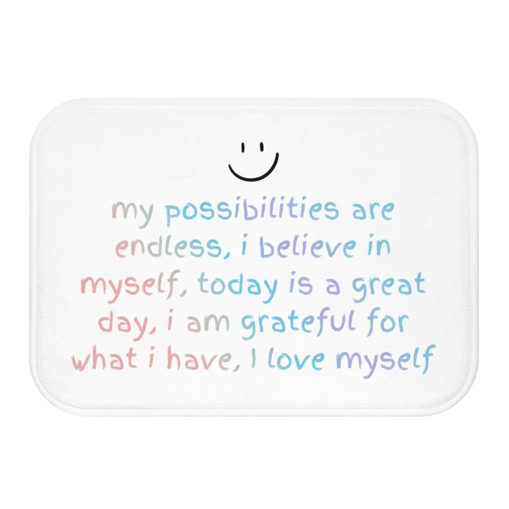 Positive Affirmation Bath Mat – Anti - Slip, 24x17" Microfiber - Shoprova