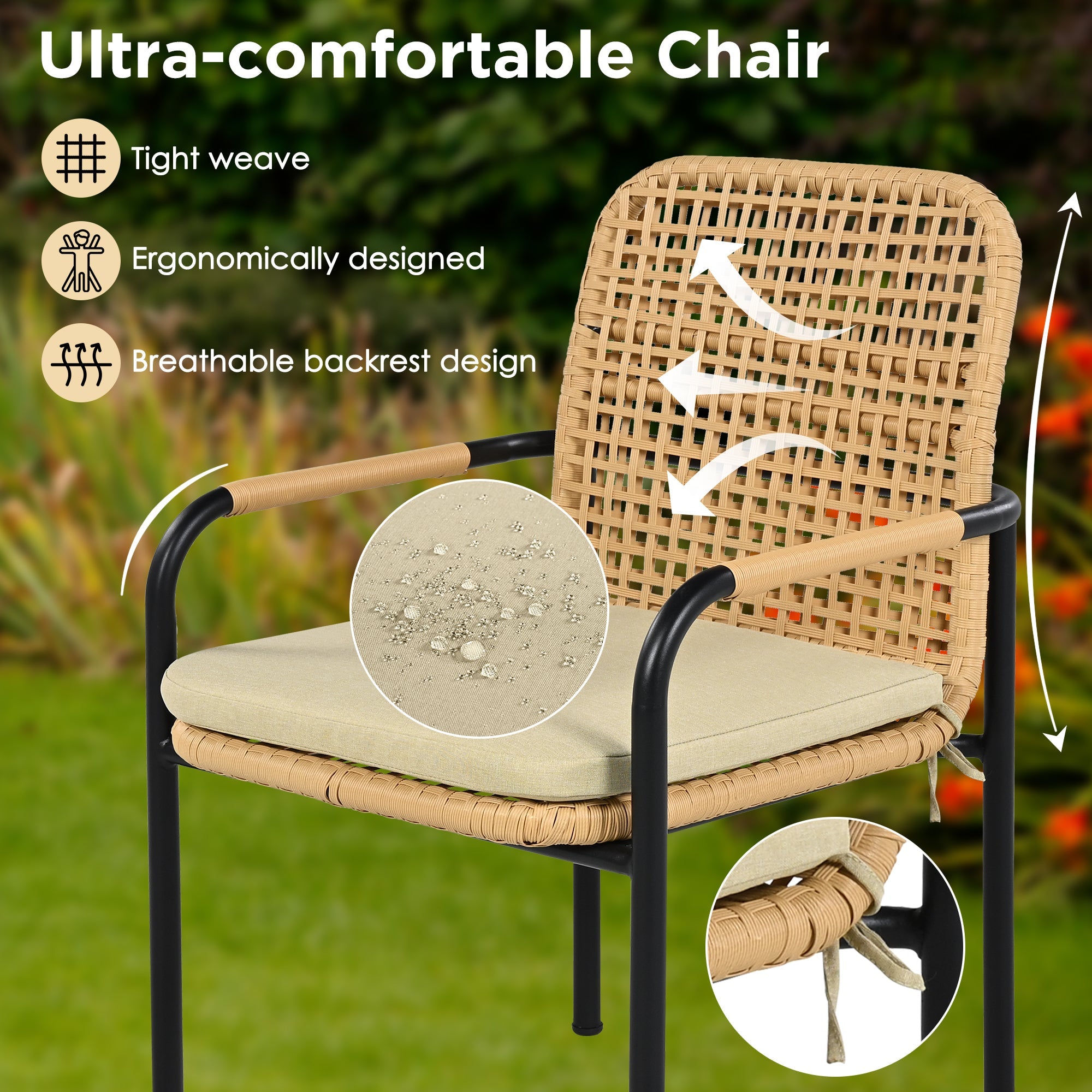 7‑Piece Rattan Patio Dining Set with Polywood Table, Umbrella Hole - Shoprova