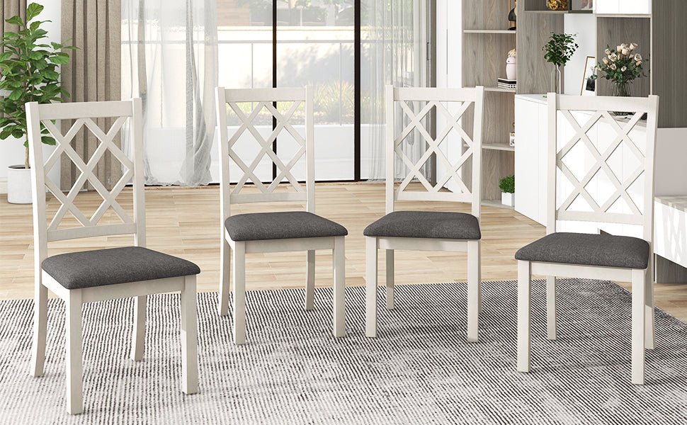 5 - Piece Mid - Century Dining Set – Round Solid Wood Table with 4 Chairs - Shoprova