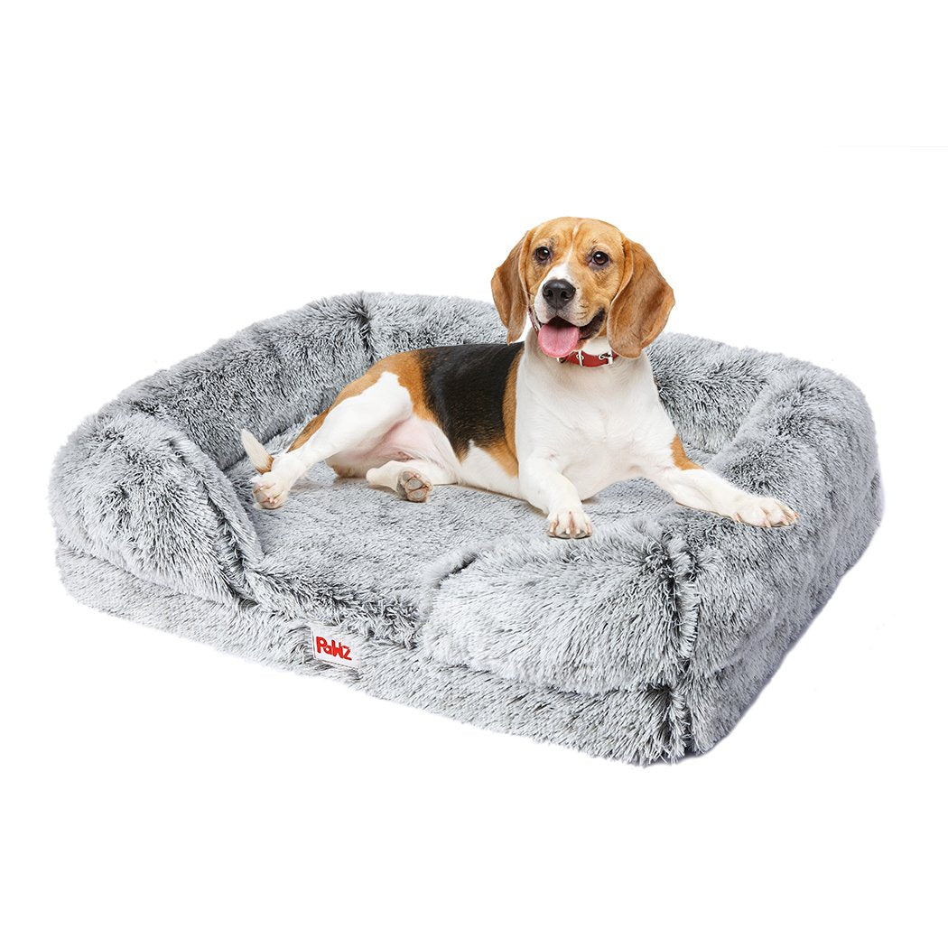 Orthopedic Dog Bed with Bolster – Memory Foam, Plush Grey - Shoprova