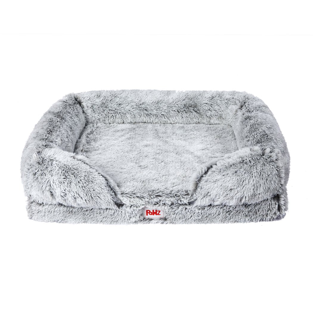 Orthopedic Dog Bed with Bolster – Memory Foam, Plush Grey - Shoprova