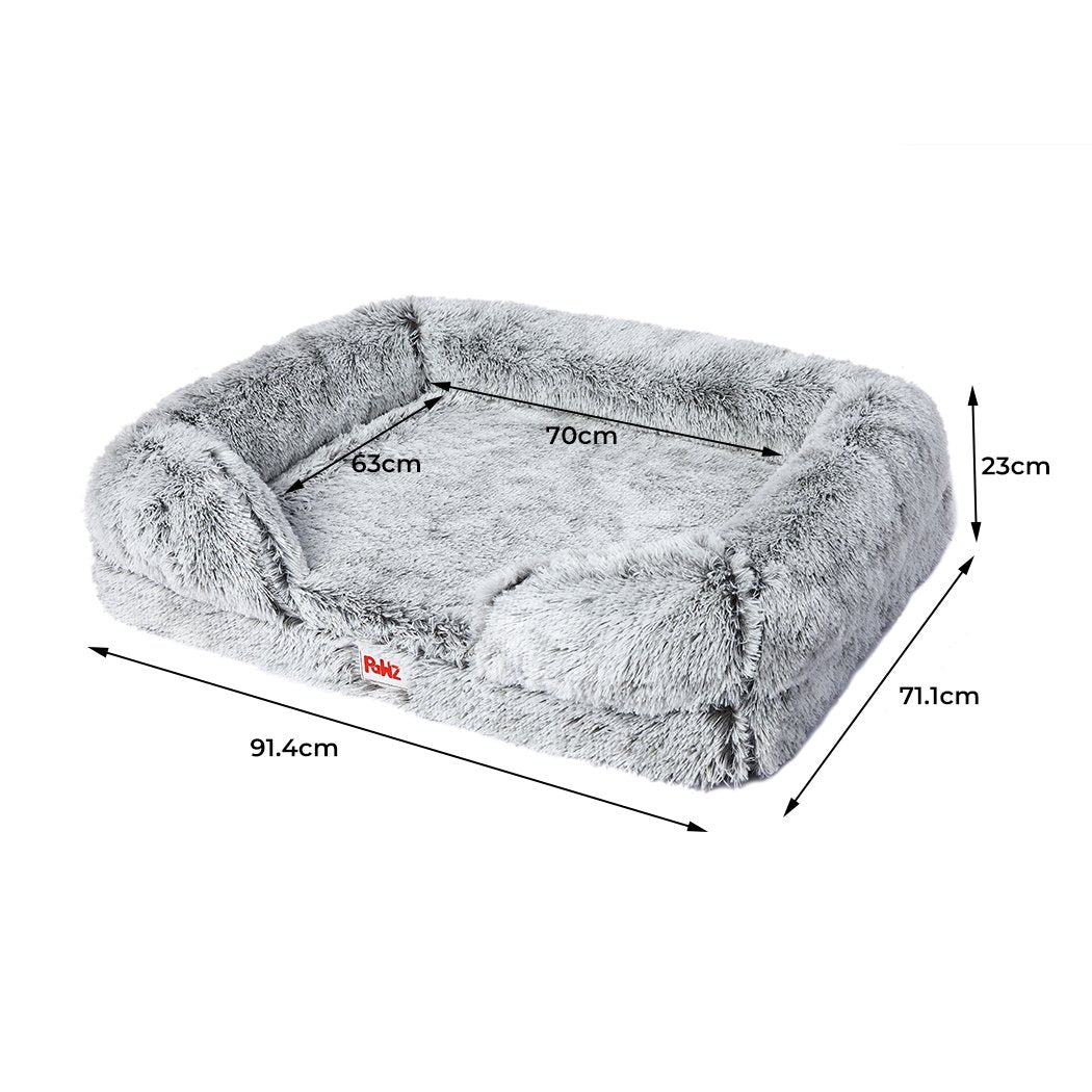 Orthopedic Dog Bed with Bolster – Memory Foam, Plush Grey - Shoprova