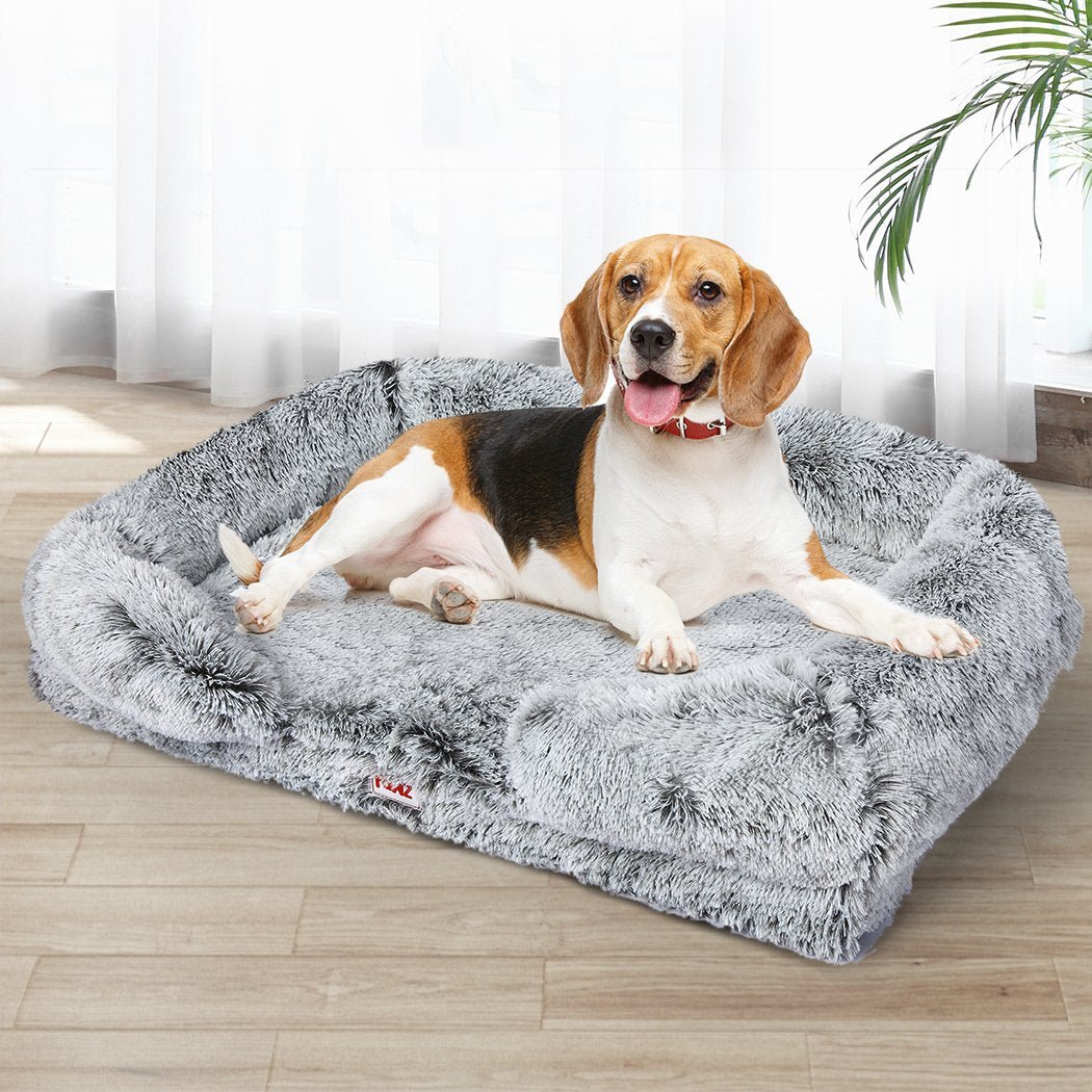Orthopedic Dog Bed with Bolster – Memory Foam, Plush Grey - Shoprova