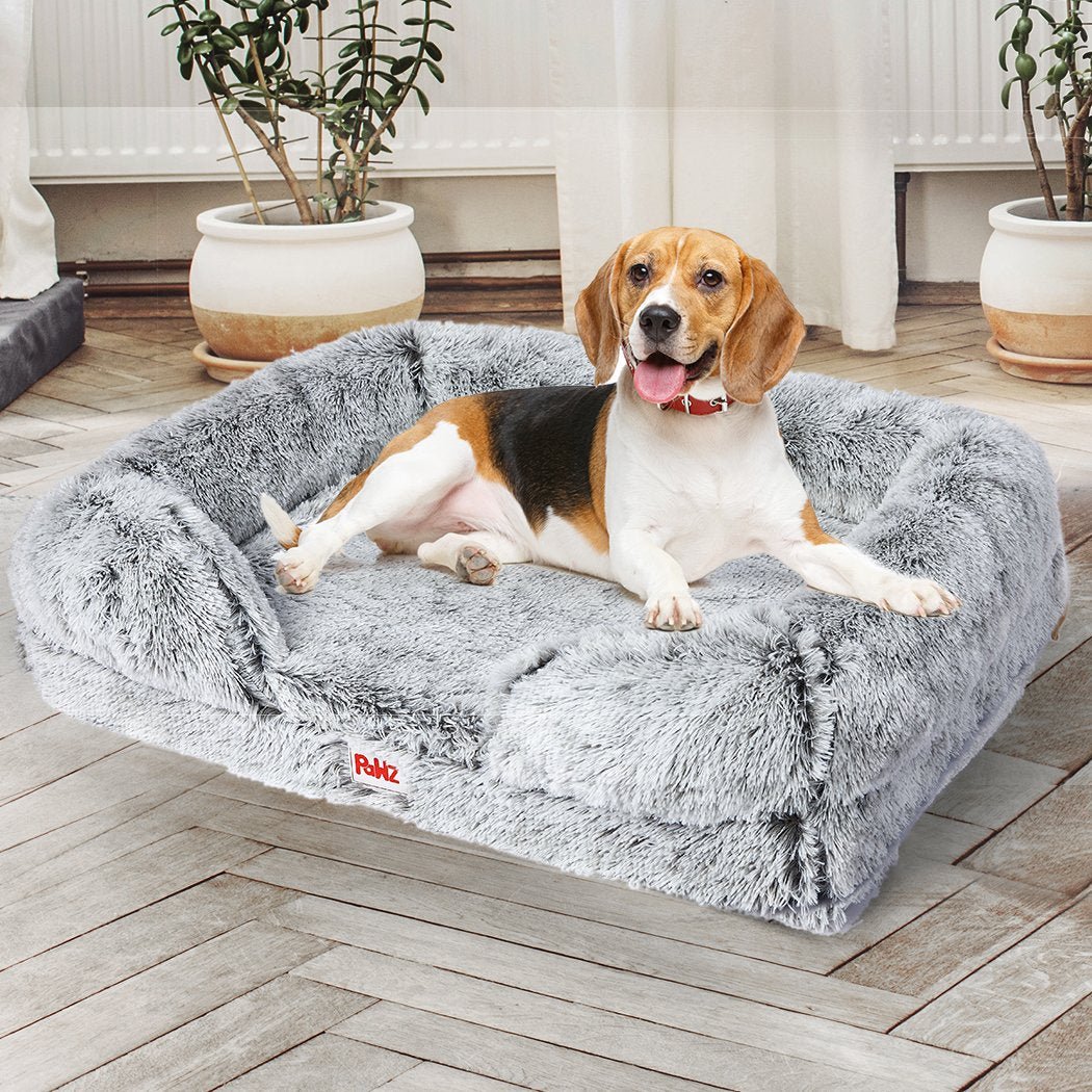Orthopedic Dog Bed with Bolster – Memory Foam, Plush Grey - Shoprova